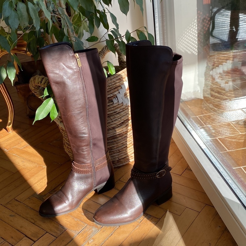 Bandolino Brown leather riding tall boots women size 7.5 - Picture 14 of 17